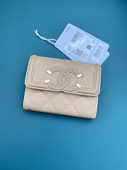 Chanel CC compact beige caviar wallet  - 1