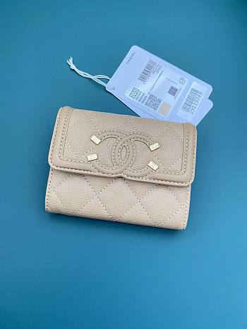 Chanel CC compact beige caviar wallet 