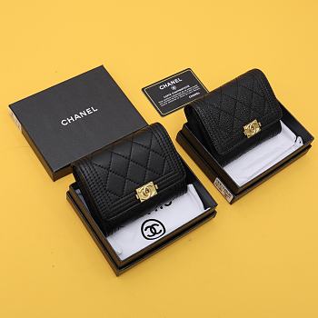 Chanel boy compact black caviar / lambskin wallet