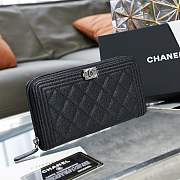 Chanel boy caviar black silver zipper wallet - 4