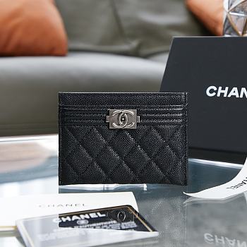 Chanel boy silver card holder