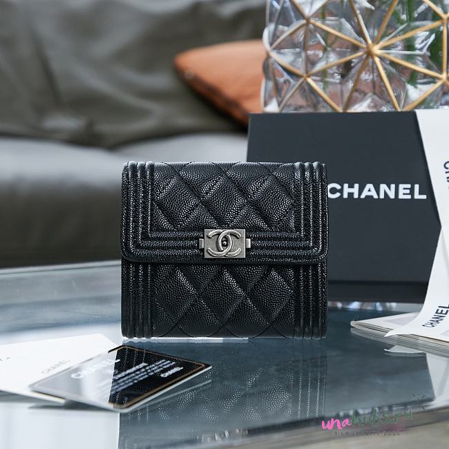 Chanel boy compact black caviar wallet - 1