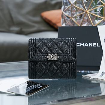Chanel boy compact black caviar wallet