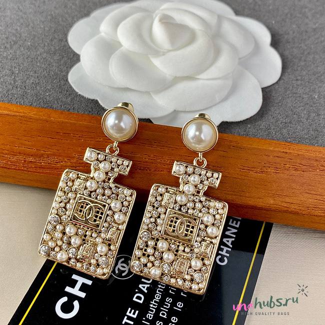 chanel crystal pearl cc earings - 1