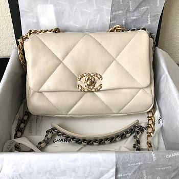 Chanel gold flap cream bag 19 medium size
