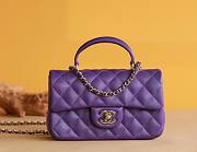 Chanel Top Handle gold hardware purple lambskin mini bag - 1