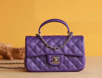 Chanel Top Handle gold hardware purple lambskin mini bag