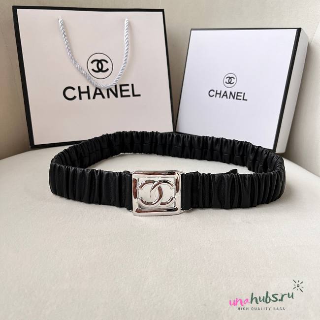 Chanel CC silver lambskin belt  - 1