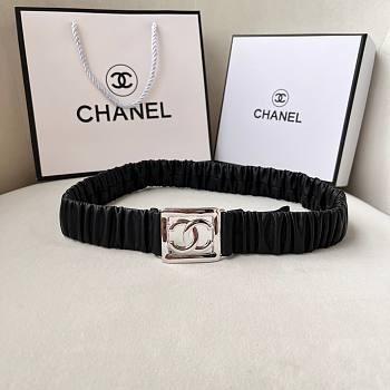 Chanel CC silver lambskin belt 