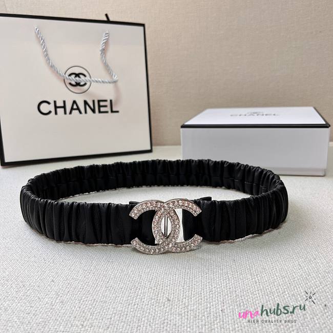 Chanel CC Silver Crystal lambskin belt - 1