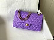 Chanel 1112 CF classic purple caviar gold hardware 25cm bag - 4