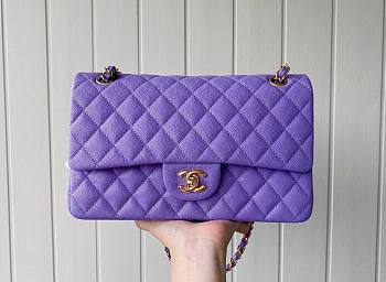 Chanel 1112 CF classic purple caviar gold hardware 25cm bag