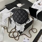 Chanel 22S Quilted Caviar Black Mini Round Clutch - 2