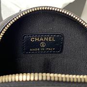 Chanel 22S Quilted Caviar Black Mini Round Clutch - 5