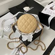 Chanel 22S Quilted Caviar Beige Mini Round Clutch - 3