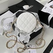 Chanel 22S Quilted Caviar White Mini Round Clutch - 5