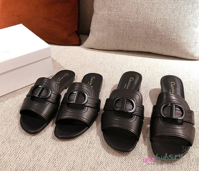 Dior 30 Montaigne black slides/ heeled sandal - 1