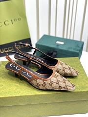 GUCCI brown GG slingback heels - 5