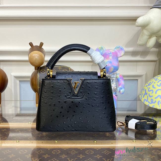 Louis Vuitton Capucines Black Ostrich leather mini bag - 1