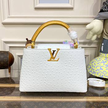 Louis Vuitton Capucines White Ostrich leather PM bag