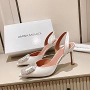 AMINA MUADDI Camelia Satin White 105 Sling Heel - 4