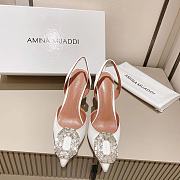 AMINA MUADDI Camelia Satin White 105 Sling Heel - 3