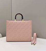 Fendi Sunshine Medium Pink Leather Shopper Bag - 1