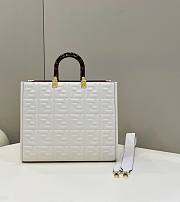 Fendi Sunshine Medium White Leather Shopper Bag - 1