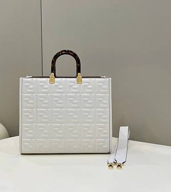 Fendi Sunshine Medium White Leather Shopper Bag