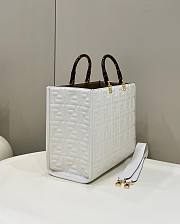 Fendi Sunshine Medium White Leather Shopper Bag - 5