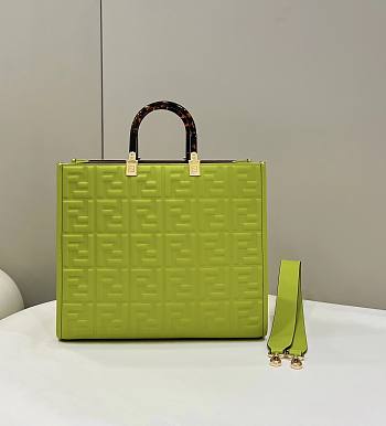 Fendi Sunshine Medium Green Leather Shopper Bag