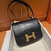 Hermes Constance 24 Crocodile Black Gold Bag - 4