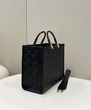 Fendi Sunshine Medium Black Leather Shopper Bag - 2