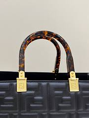 Fendi Sunshine Medium Black Leather Shopper Bag - 5