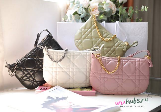 Dior Mini Caro Tulip Bag (Pink/ Black/ Green / White) - 1