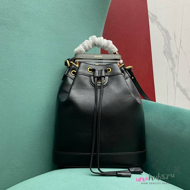 Gucci GG Diana Small Bucket Black Leather Bag - 1