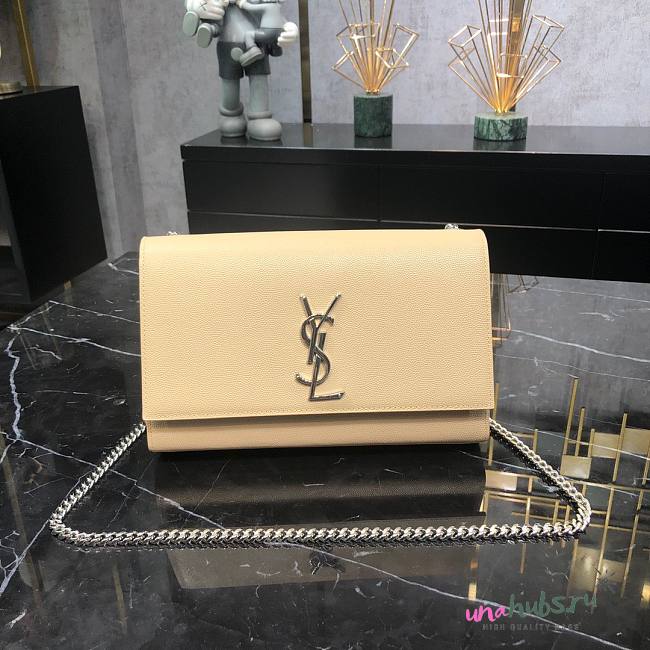 YSL Monogram Kate Beige Silver 24cm Bag - 1