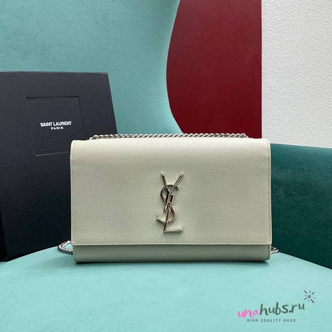 YSL Monogram Kate White Silver 24cm Bag - 1