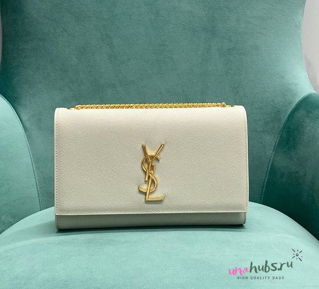 YSL Monogram Kate White Gold 24cm Bag - 1