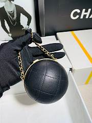 Chanel Black Metal Leather Basket Ball  - 5