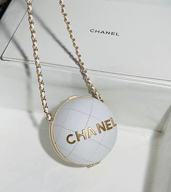 Chanel White Metal Leather Basket Ball