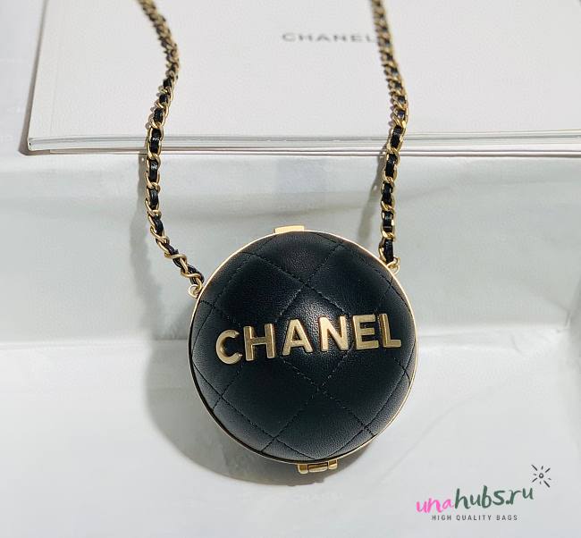 Chanel Black Metal Leather Basket Ball  - 1