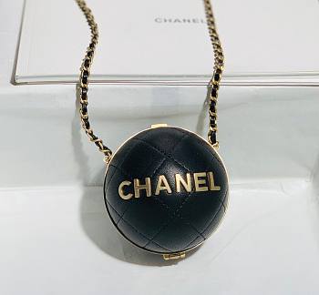 Chanel Black Metal Leather Basket Ball 