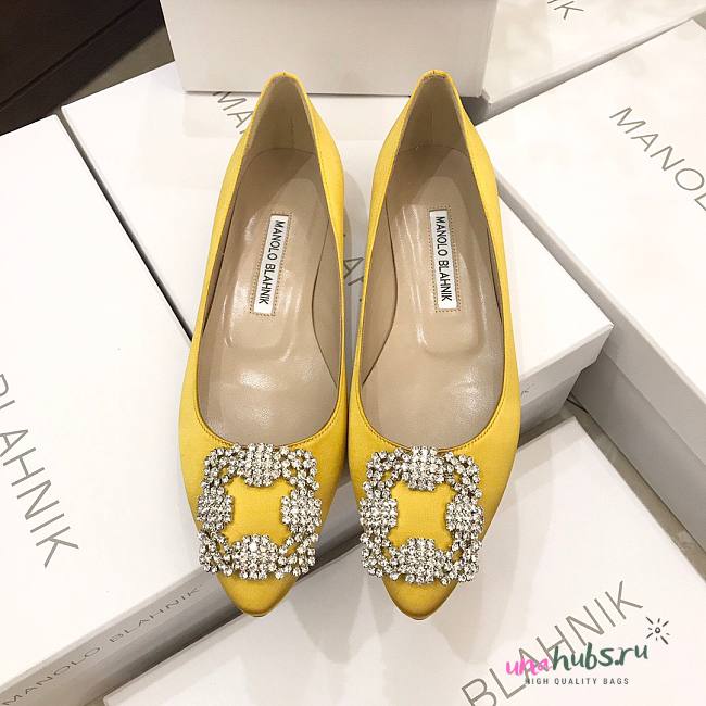 Manolo Blahnik Yellow Flat Loafers - 1