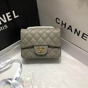 Chanel 17cm Classic Flap Bag Grey Caviar Leather Gold Bag - 1