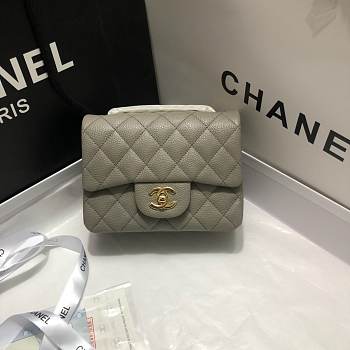 Chanel 17cm Classic Flap Bag Grey Caviar Leather Gold Bag