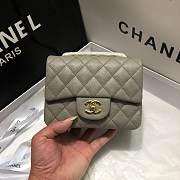 Chanel 17cm Classic Flap Bag Grey Caviar Leather Gold Bag - 6