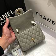 Chanel 17cm Classic Flap Bag Grey Caviar Leather Gold Bag - 3