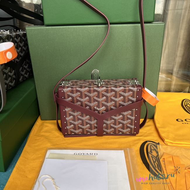 Goyard Minaudiere Coated Dark Red Canvas Bag  - 1