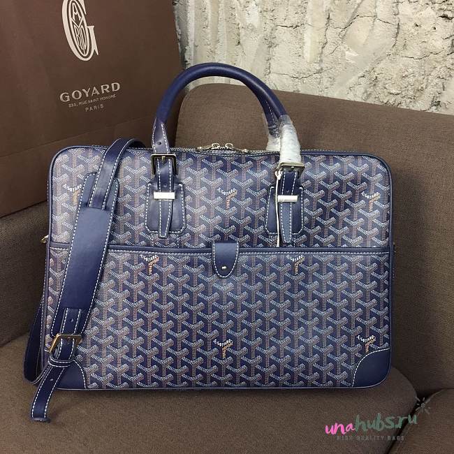 Goyard Ambassade PM document case blue leather bag - 1